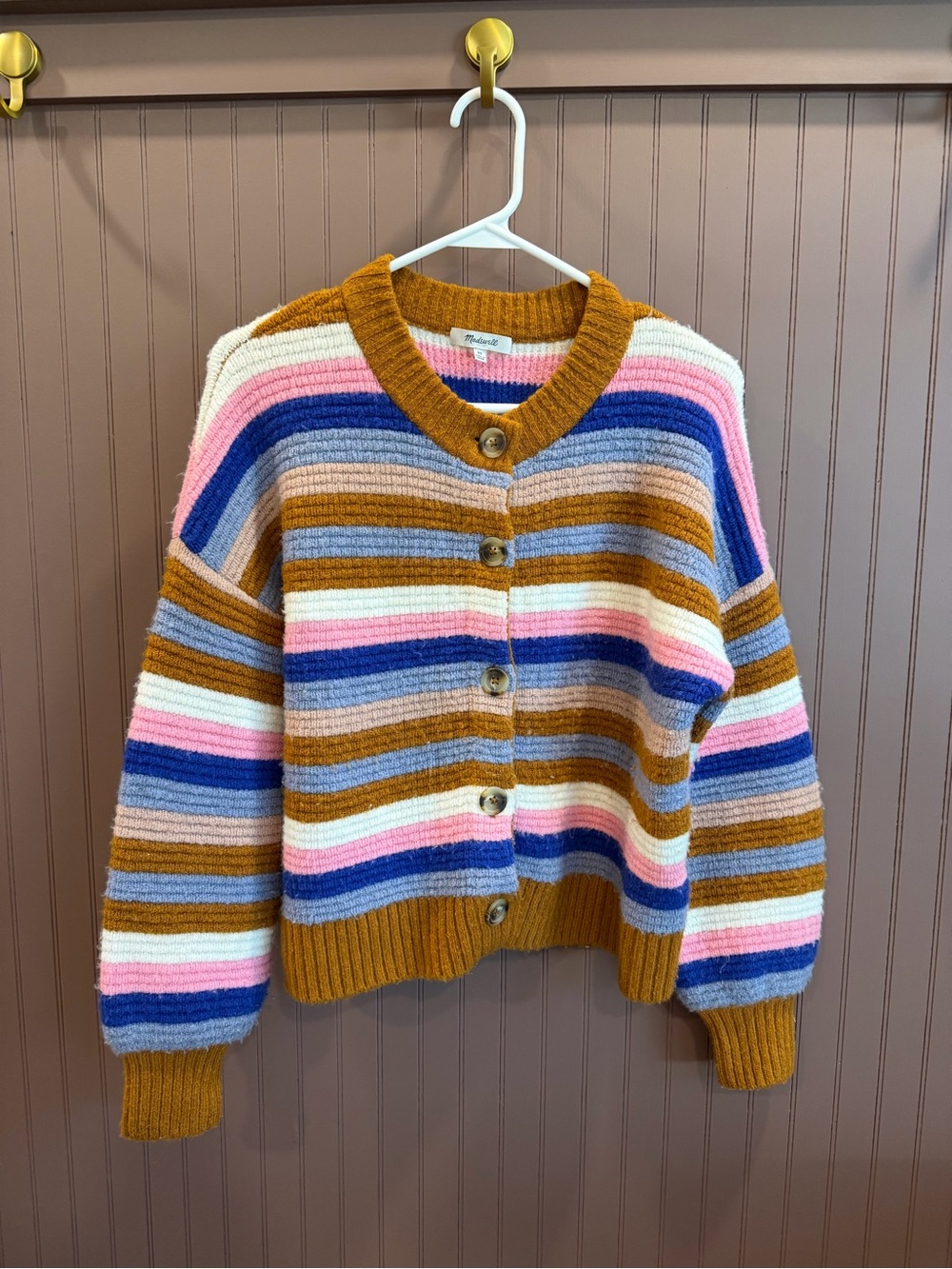 Madewell Striped Button-Front Sweater Cardigan - Picture 1 of 4